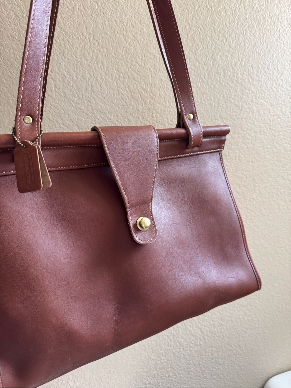 Vintage Coach Barclay Leather XL tote bag in Saddle Brown - Picture 5 of 16